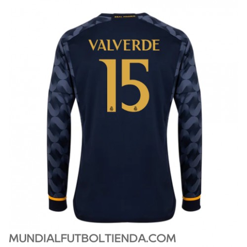 Camiseta Real Madrid Federico Valverde #15 Segunda Equipación Replica 2023-24 mangas largas